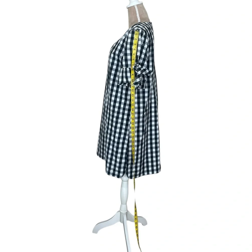 J. Crew Black and White Gingham Tie-Sleeve Mini Dress
